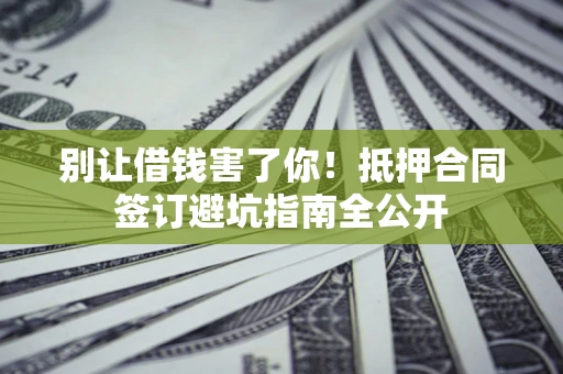 武汉别让借钱害了你！抵押合同签订避坑指南全公开